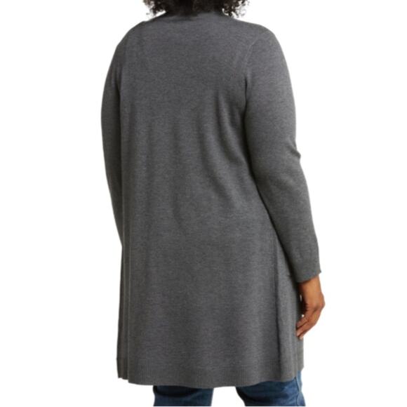 By Design Long Tunic Length Cardigan - Charcoal Gray Size L - Picture 3 of 7